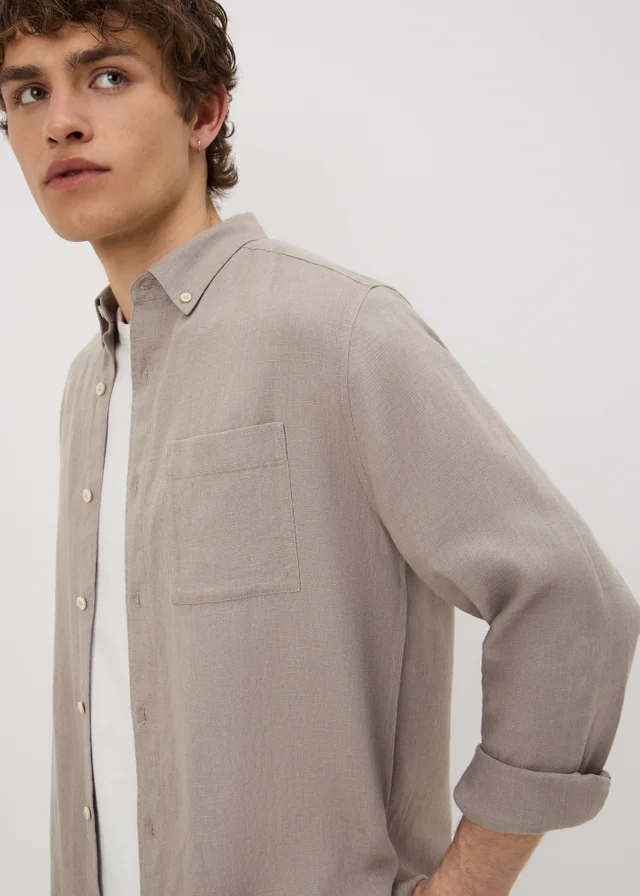 Stone Linen Blend Shirt