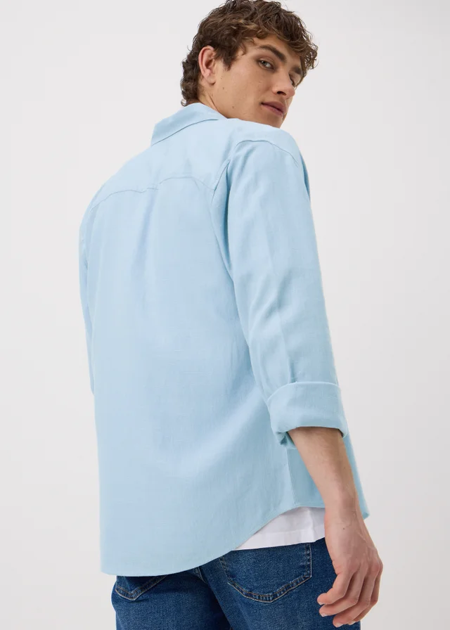 Blue Linen Blend Shirt