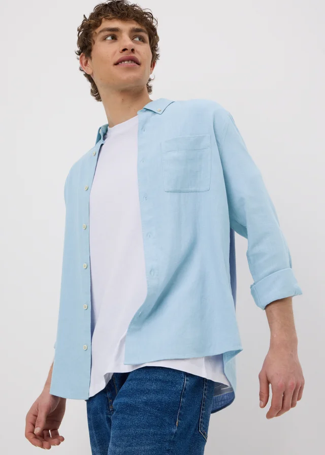 Blue Linen Blend Shirt