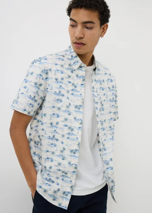 Ecru Island Print Short Sleeve Shirt - S Image 1