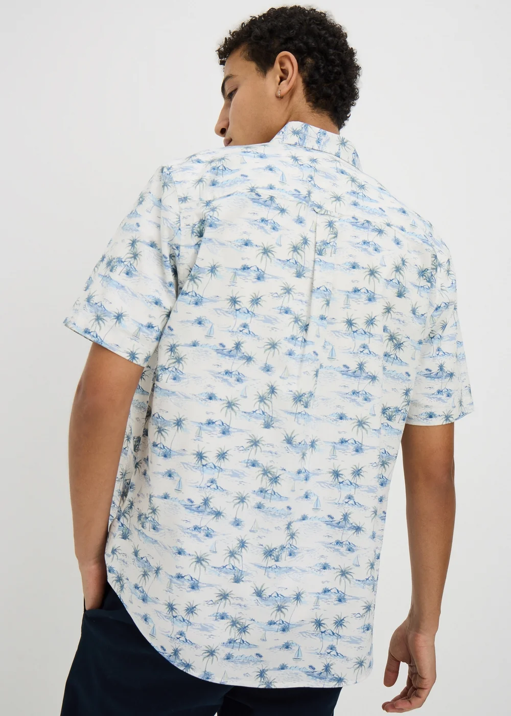 Ecru Island Print Short Sleeve Shirt - S Image 2