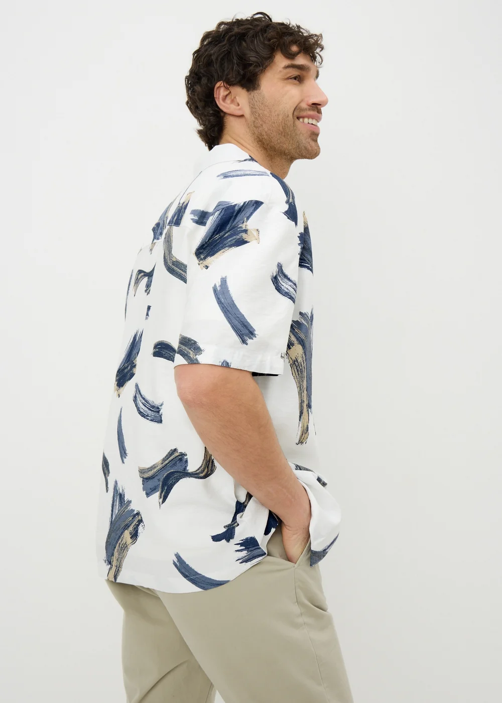 Ecru Brush Twill Short Sleeve Shirt - S Image 2
