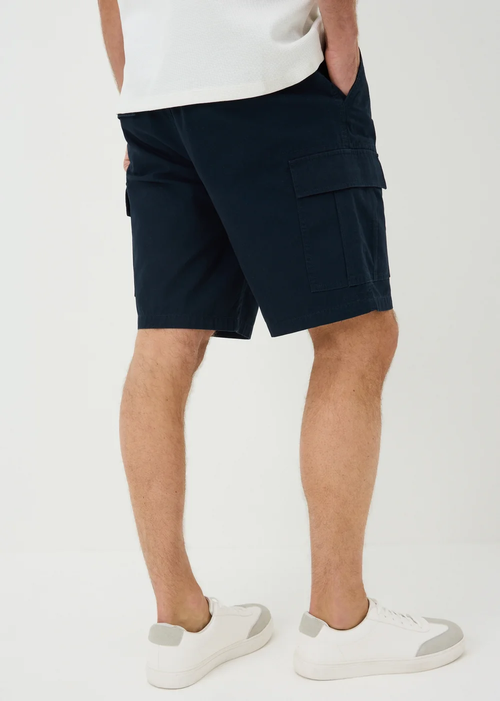 Navy Canvas Cargo Shorts - Small Image 2