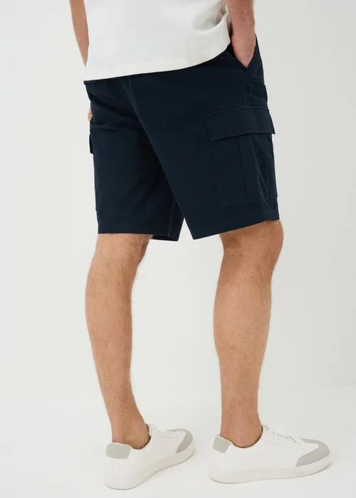 Navy Canvas Cargo Shorts - Small Image 2