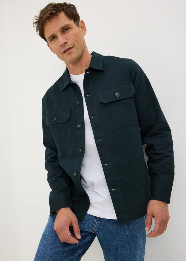 Navy Linen Blend Shacket