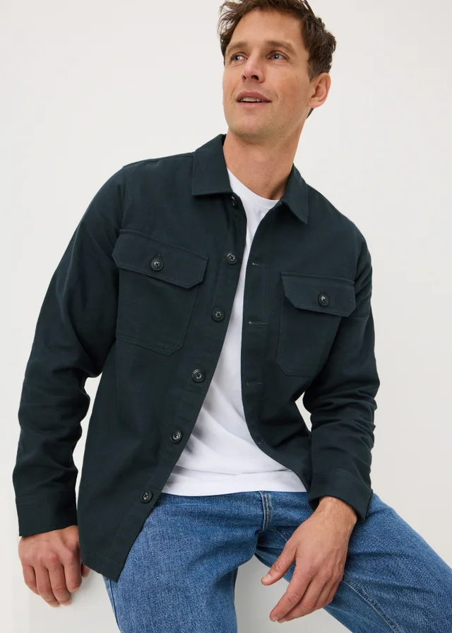 Navy Linen Blend Shacket