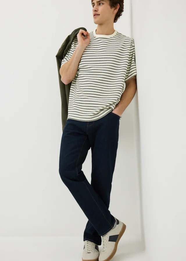 Ecru Striped Textured T-Shirt