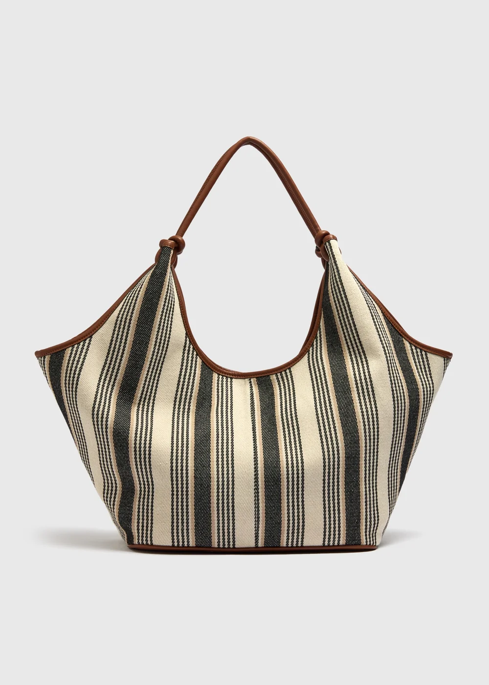 Black Stripe Canvas Tote Bag - One Size Image 1