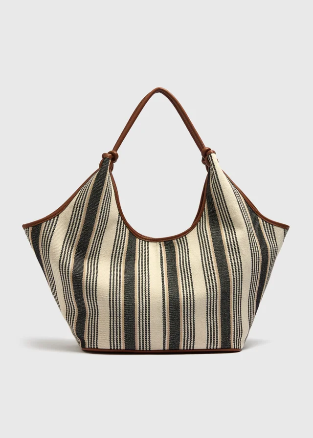 Black Stripe Canvas Tote Bag