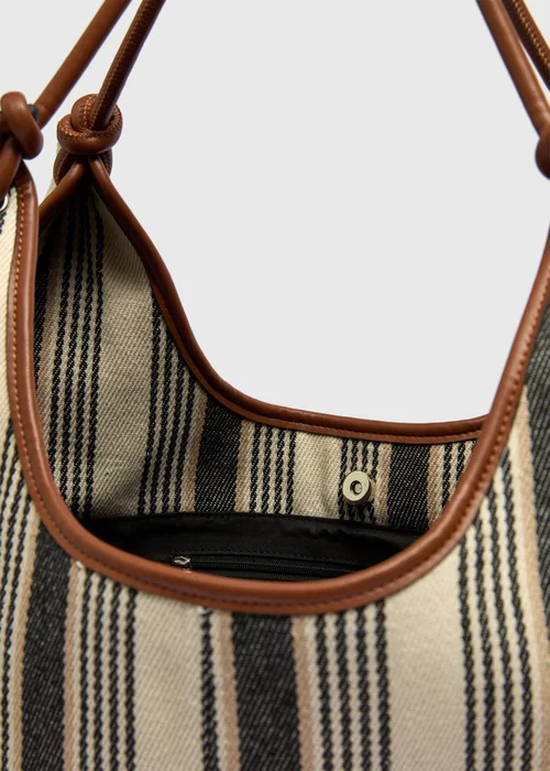 Black Stripe Canvas Tote Bag - One Size Image 2