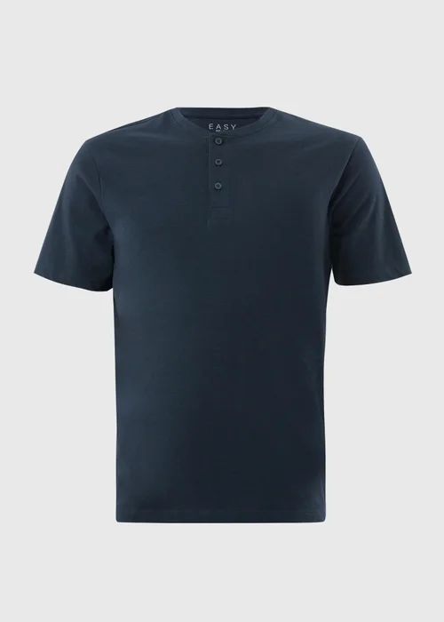 Navy Grandad Collar T-Shirt - S Image 4