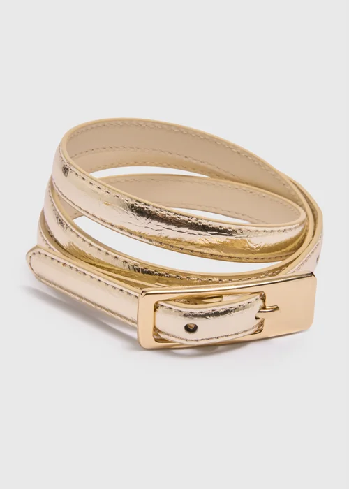 Gold Metallic Slim Belt - XL Image 2
