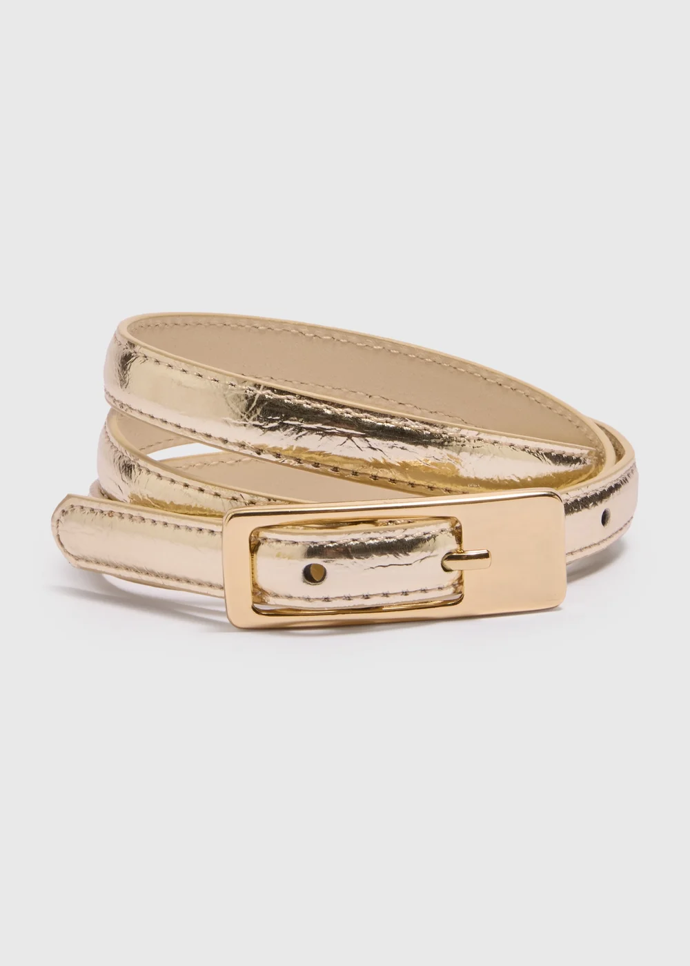 Gold Metallic Slim Belt - XL Image 1