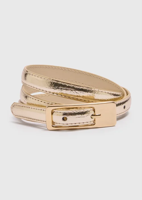 Gold Metallic Slim Belt - XL Image 1