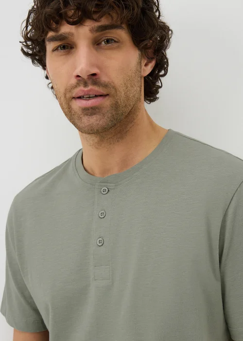 Sage Grandad Collar T-Shirt - 2XL Image 2