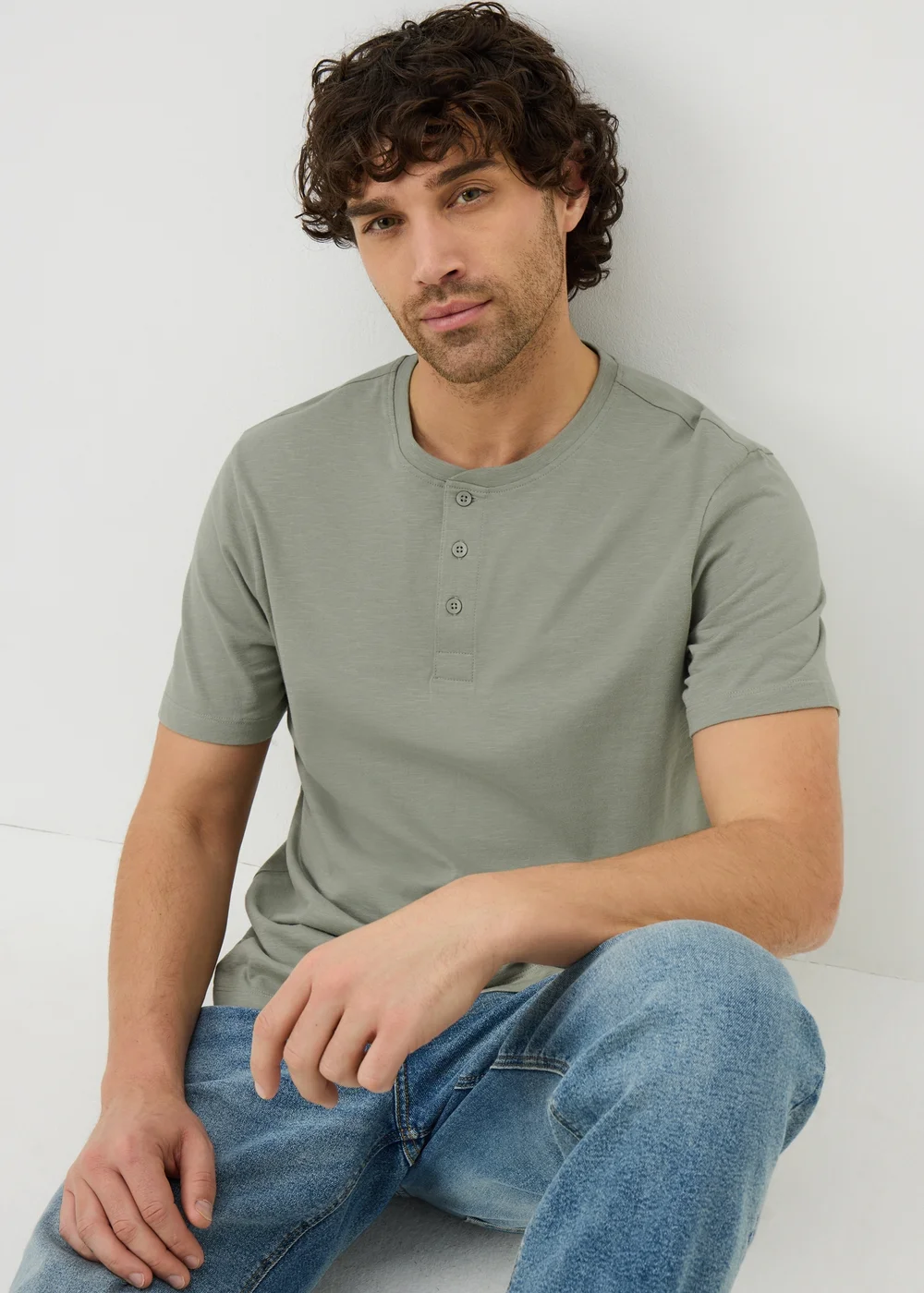 Sage Grandad Collar T-Shirt - 2XL Image 3