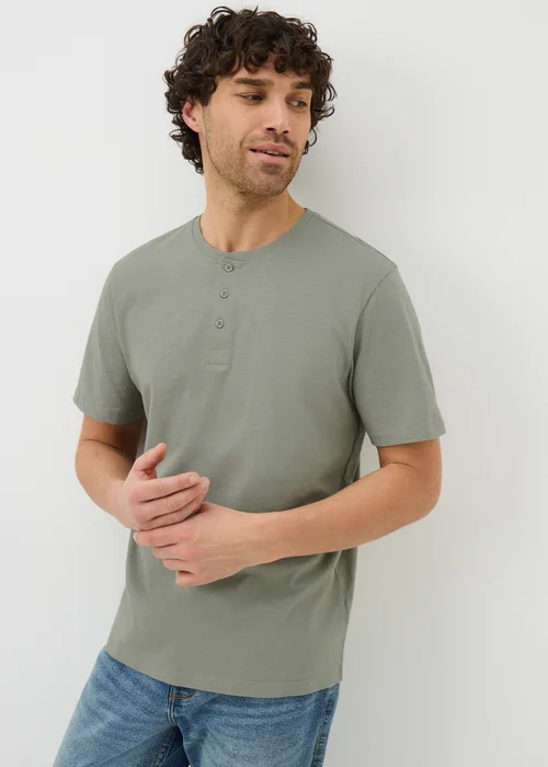 Sage Grandad Collar T-Shirt - 2XL Image 1