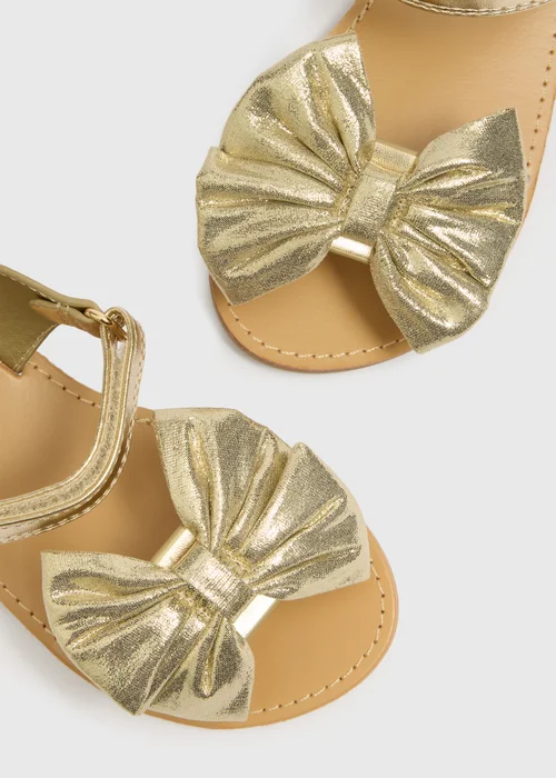 Girls Gold Bow Sandals (Younger 10-Older 5) - Size 3 Image 2