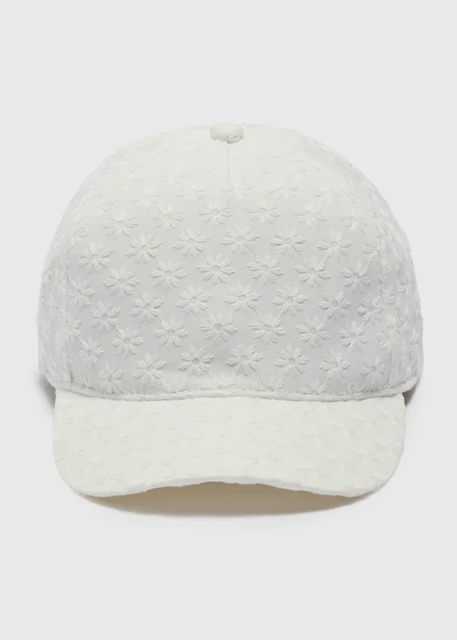 Girls White Broderie Cap (7-13yrs) - Age 7-10 Years Image 1