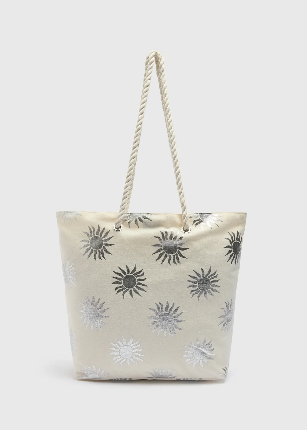 White Celestial Rope Handle Beach Bag - One Size Image 1