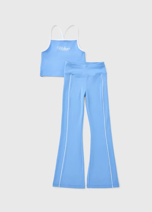 Souluxe Girls Blue Wellness Sport Crop Top & Legging Set (7-15yrs) - 7 Yrs Image 1
