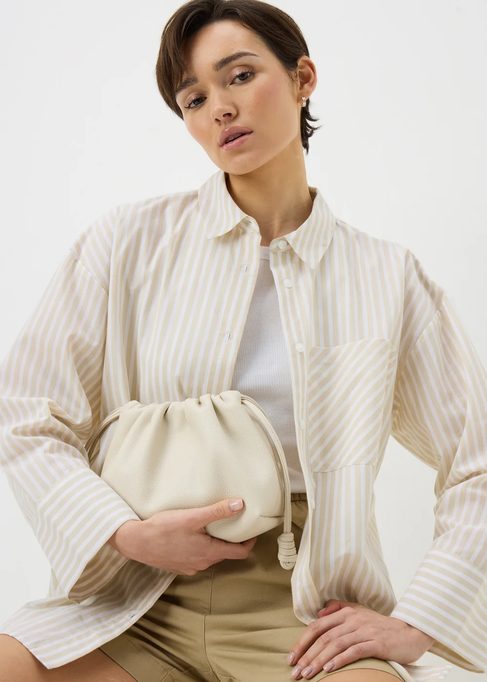 Cream Pouch Bag - One Size Image 1