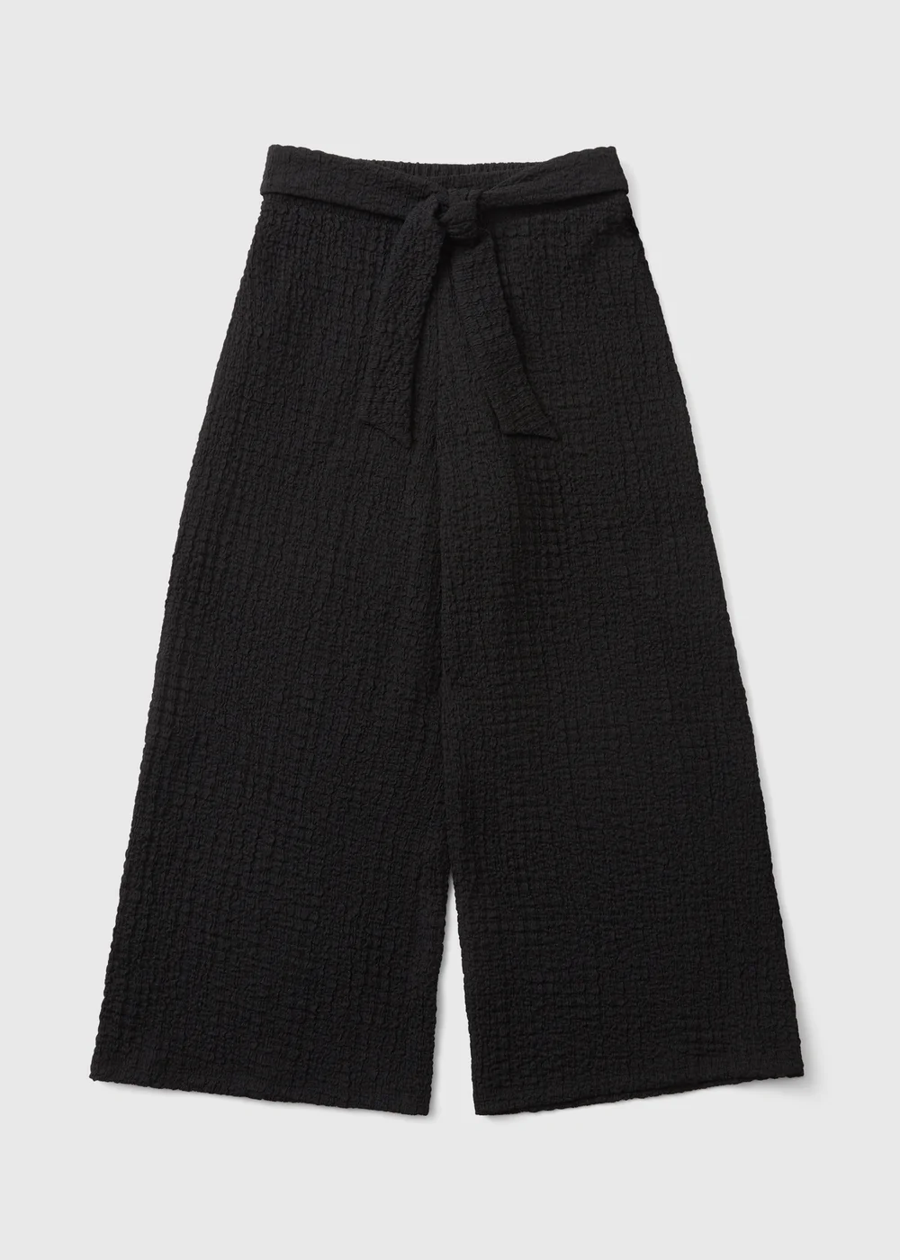 Girls Black Crinkle Wide Leg Trousers (7-15yrs) - 8 Yrs Image 1