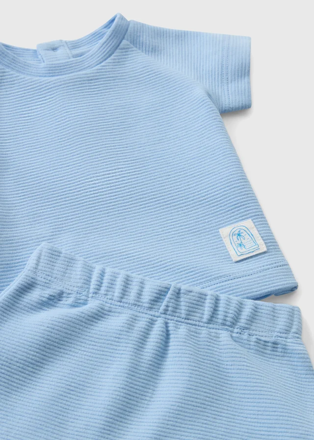 Baby Blue Ribbed Top & Short Set (Newborn-23mths)
