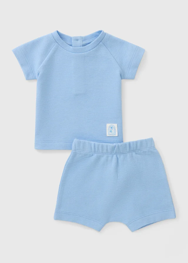 Baby Blue Ribbed Top & Short Set (Newborn-23mths)