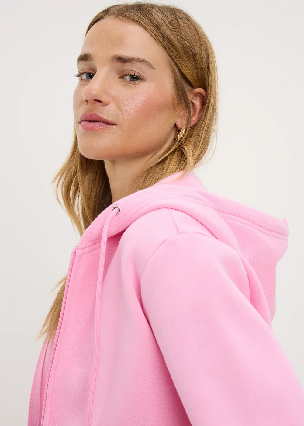 Bright Pink Zip Up Hoodie - S Image 2