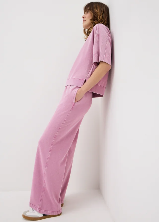 Raspberry Acid Wash Short Sleeve Sweatshirt