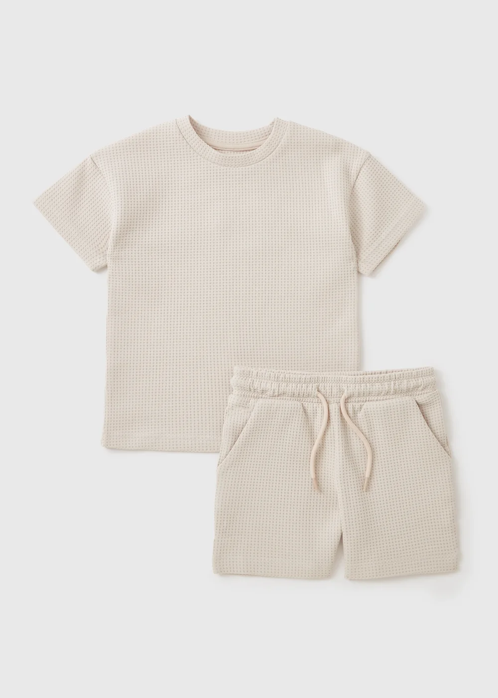 Boys Stone Waffle Top & Shorts Set (1-7yrs) - 1-1.5 Yrs Image 1