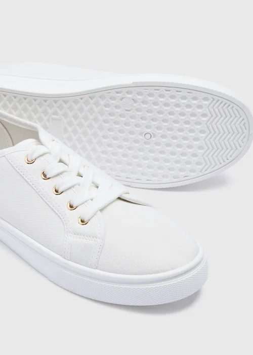 White Canvas Trainers - 3 Image 2