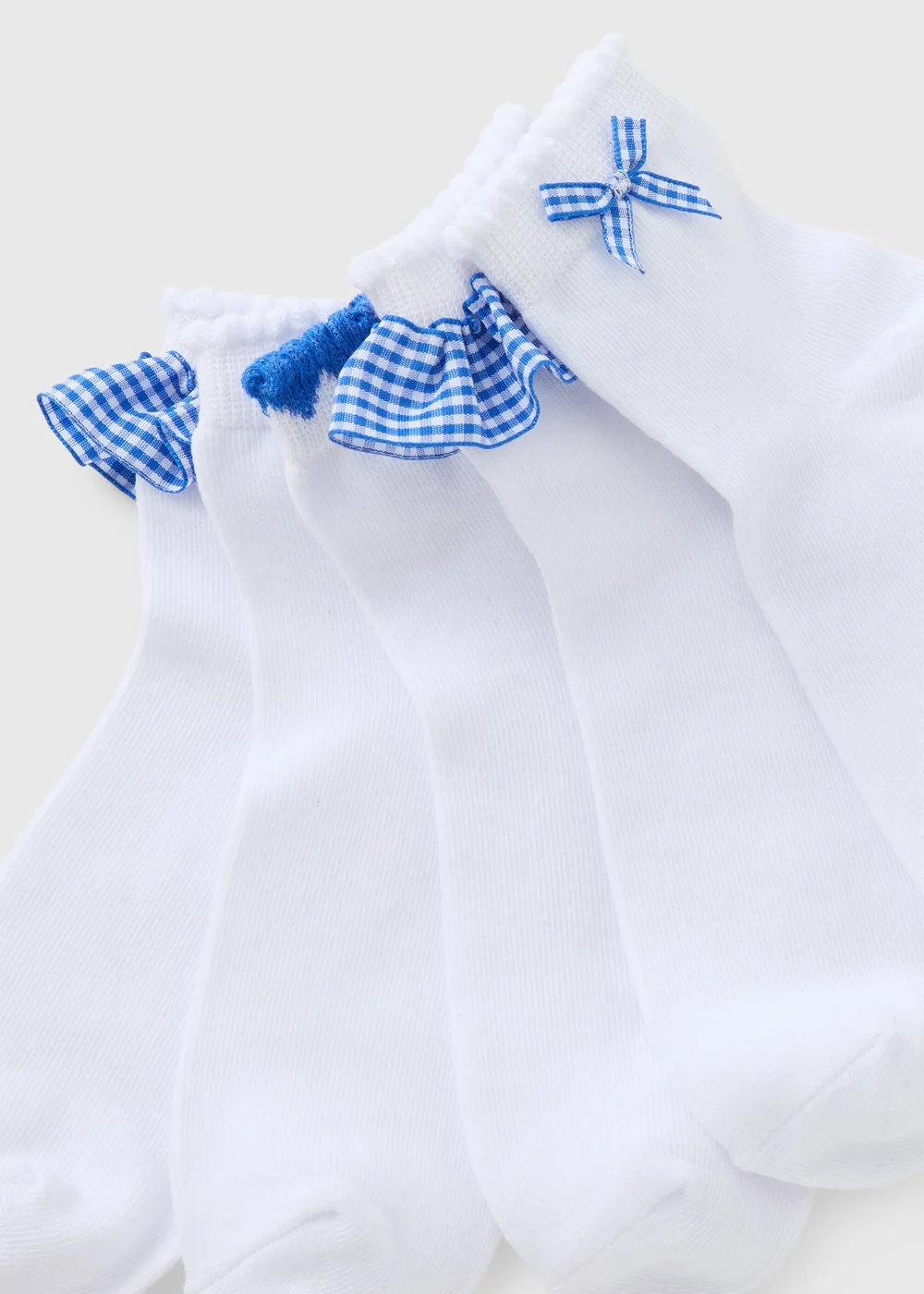 5 Pack Girls Blue Gingham Socks (Younger 6-Older 6.5) - 6-8.5 Image 2