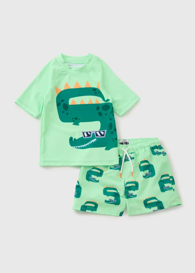 Boys Green Crocodile Swim Set (1-7yrs)