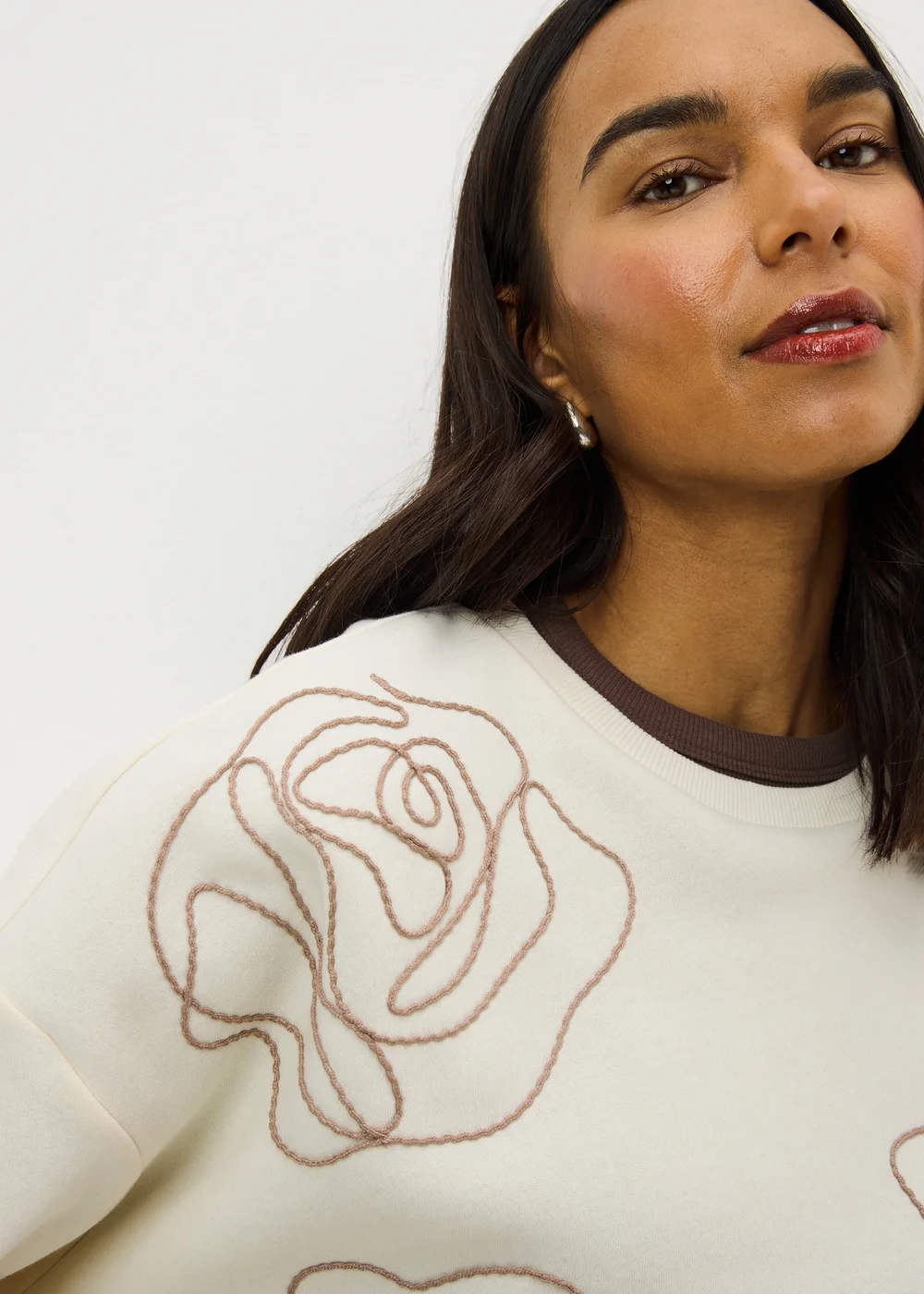 Cream Contrast Floral Sweatshirt - 2XL Image 2