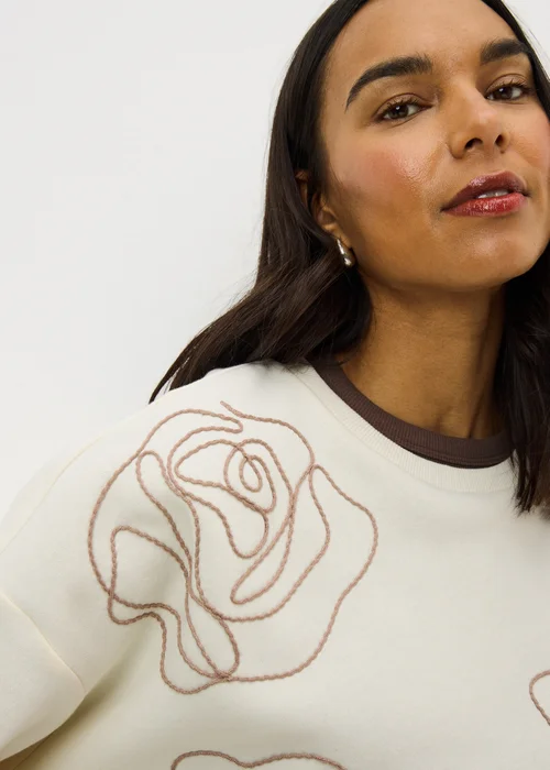 Cream Contrast Floral Sweatshirt - 2XL Image 2
