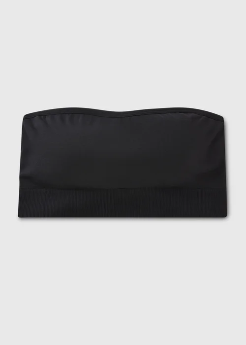 Black Seam Free Padded Bandeau Bra - Large Image 2