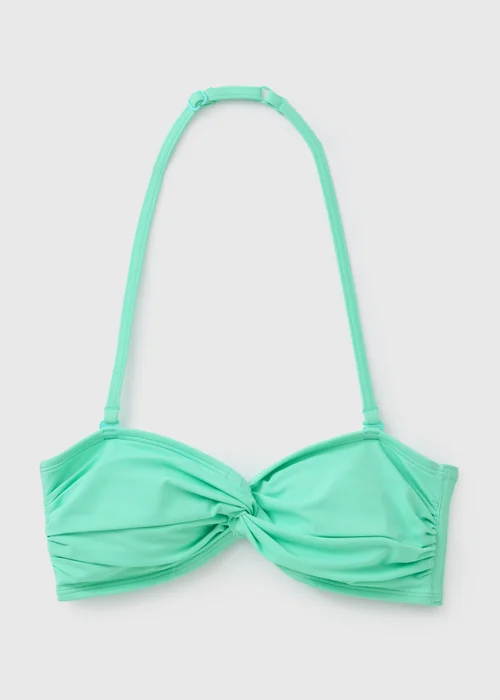 Aqua Blue Twist Halter Neck Bandeau Bikini Top - 20 Image 3