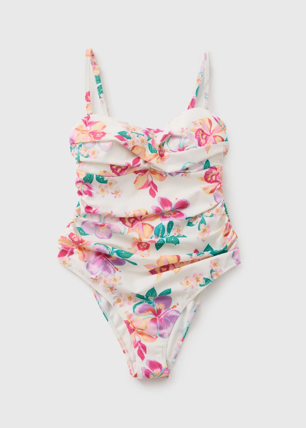White Tropical Floral Shapewear Swimsuit - 8 Image 3