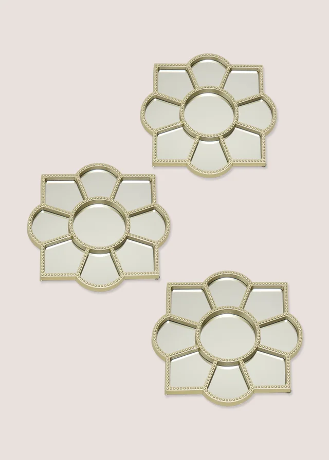 3 Piece Taupe Flower Outdoor Mirrors