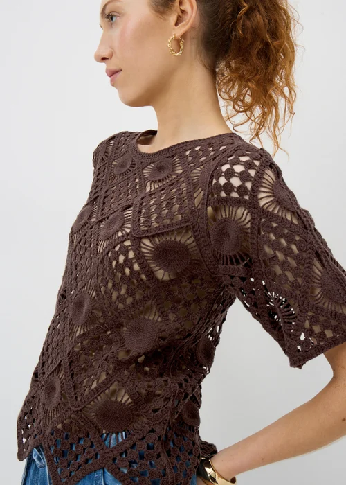 Chocolate Brown Crochet Top - 8 Image 2