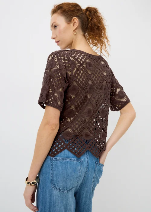 Chocolate Brown Crochet Top - 8 Image 3