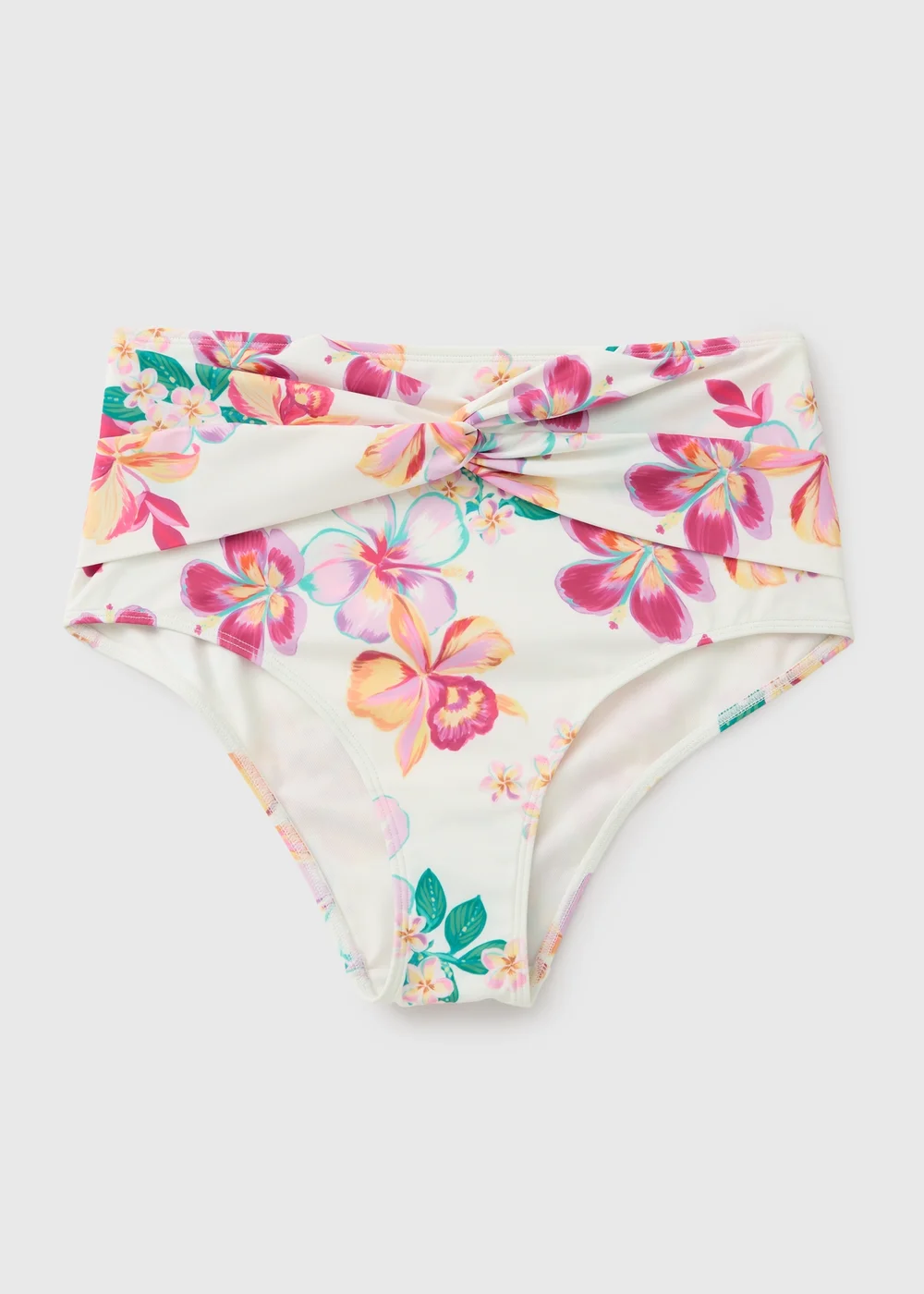 White Tropical Floral Shapewear High Waisted Bikini Bottoms - 8 Image 3
