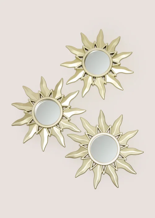 3 Piece Gold Sun Outdoor Mirrors Image 1