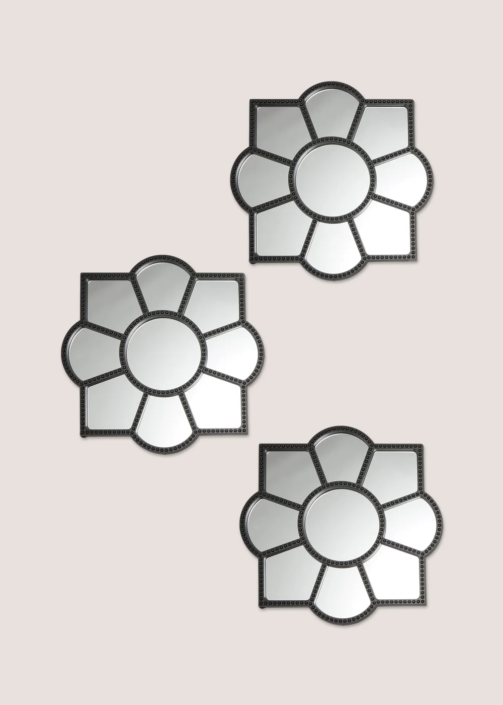 3 Piece Black Flower Outdoor Mirrors Image 1