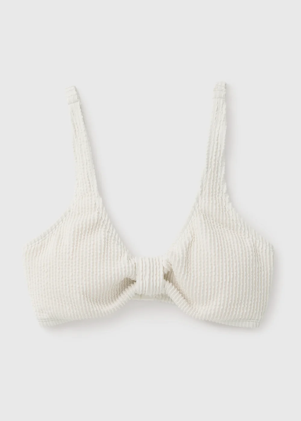 Cream Textured Knot Bikini Top - 6 Image 2