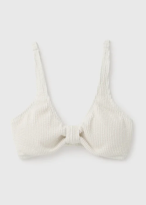 Cream Textured Knot Bikini Top - 6 Image 2