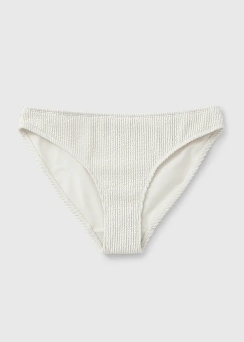 Cream Textured High Leg Bikini Bottoms - 20 Image 3