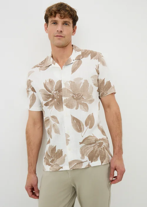 Brown Floral Watercolour Shirt - S Image 1